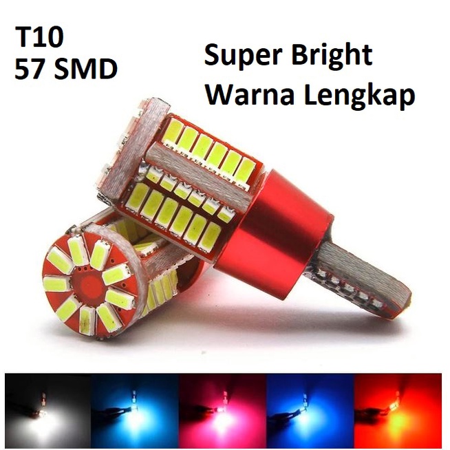 LED mobil motor T10 tancap super extreme bright 57 SMD 4041 canbus no error sign mundur sein bohlam