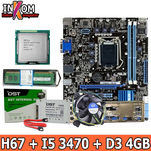 Mobo Mainboard Motherboard Intel H67 Socket 1155 Intel H67 + Processor i5 3470