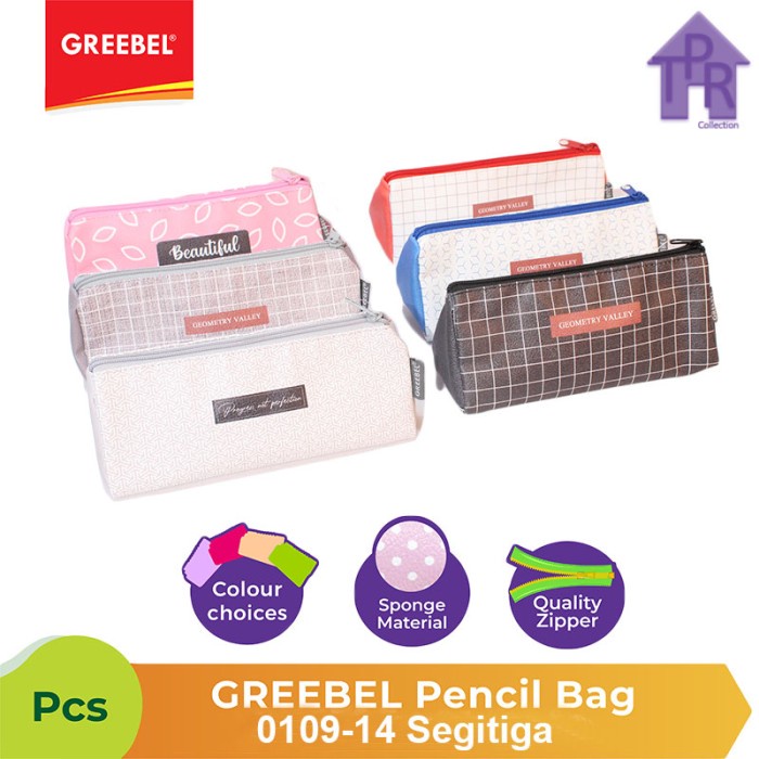 Tempat Pensil Greebel 0109-14 Pencil Bag Bahan Sponge Model Segitiga