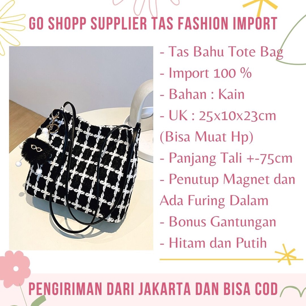 Tas Selempang Bahu Tote Bag Kasual Wanita Import Fashion Korea Terbaru - Shoulder Bag Wanita Kekinian TG08