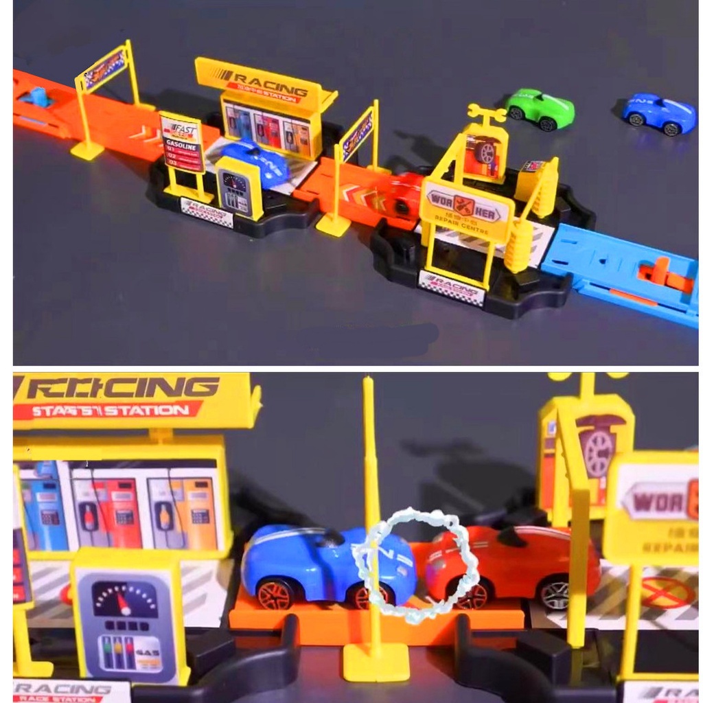 [MS]Mainan Mobil Set Rail Racing Dengan Per / Mainan Mobil Racing / Racing Car With Track And Catapult