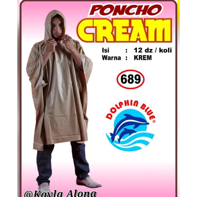 (689 Dolphin Blue)JAS HUJAN PONCHO CREAM