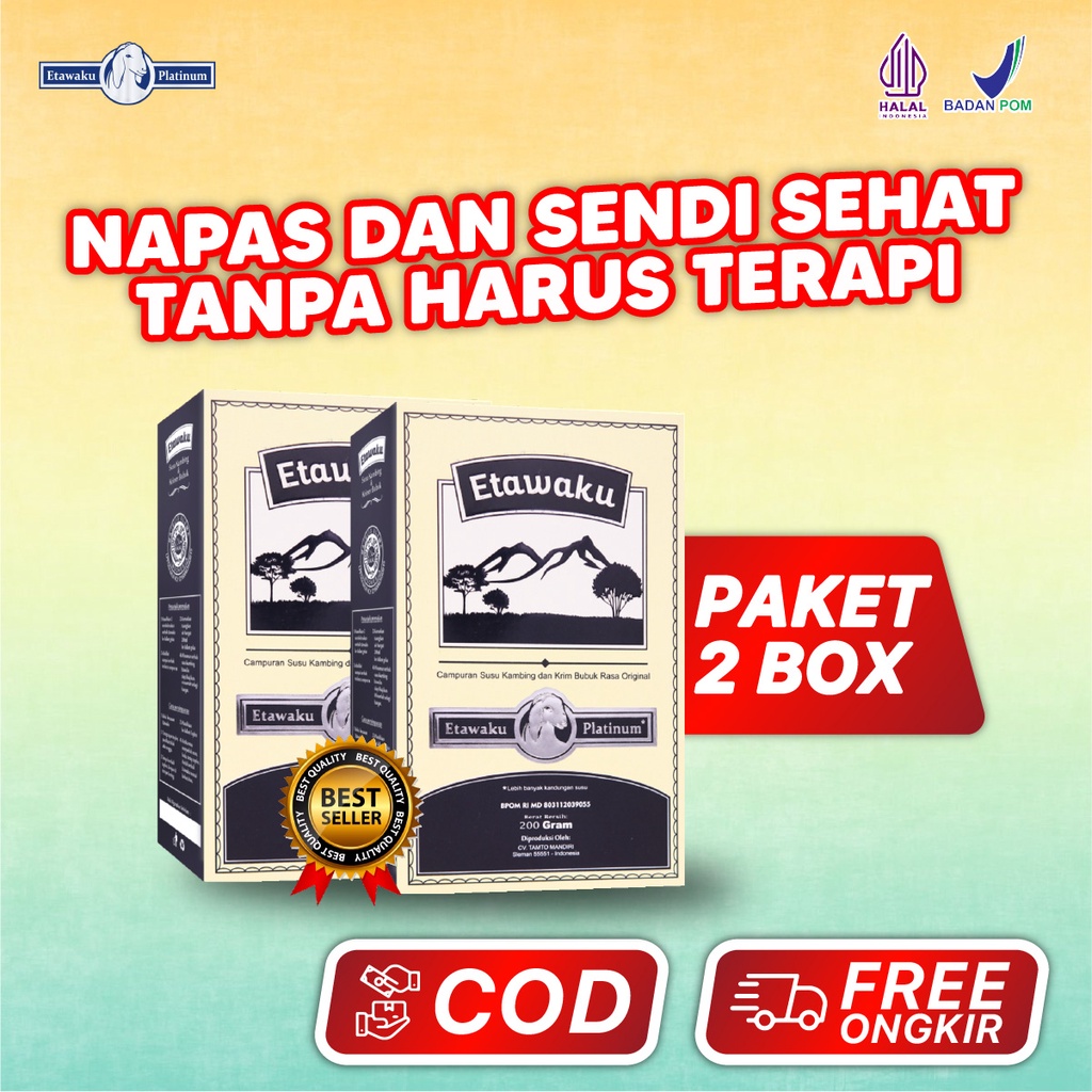 

Etawaku Platinum Paket 2 Box Susu Kambing Etawa Bubuk Murni Rendah Gula Tuntaskan dan Sembuhkan Sesak Nafas Nyeri Sendi Osteoarthritis Osteoporosis Asam Lambung Isi 200 gram