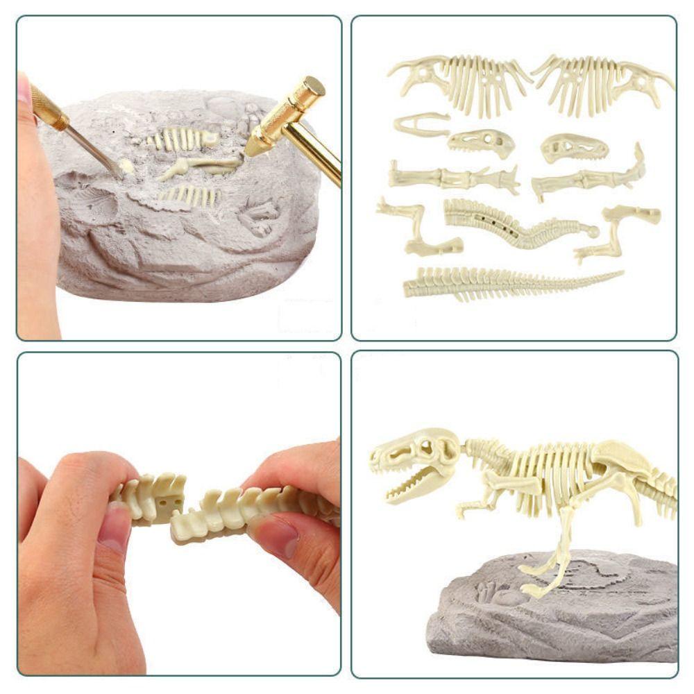 NEEDWAY Needway Dinosaurus Menggali Kit Kejutan Menggali Set Model Kerangka Dinosaurus Mainan Edukasi Sains Velociraptor 3D Skeleton Puzzles Alat Penggali Kit Mainan Gali Arkeologi