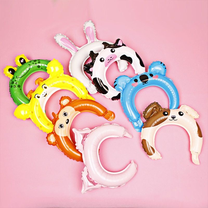 Balon Bando Karakter Hewan Balon Foil Kartun Animal Headband Balon Ulang Tahun