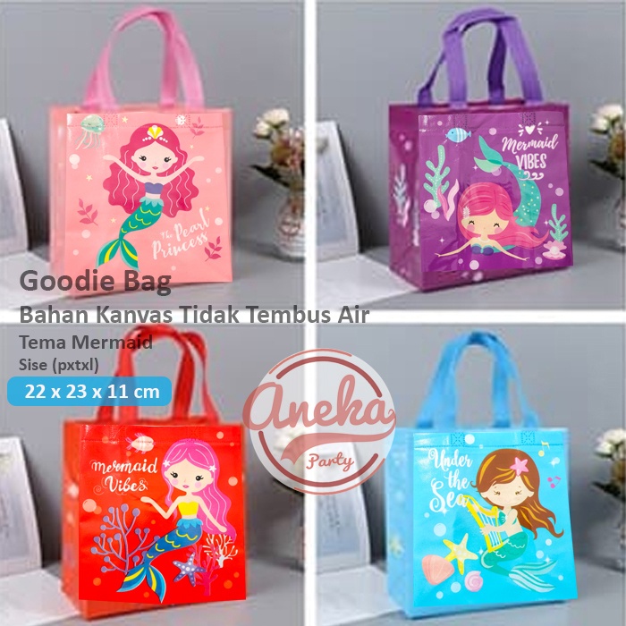 Tas Souvenir Ulang Tahun mermaid / Goodie Bag / tas ultah karakter / Tas Ulang Tahun size S