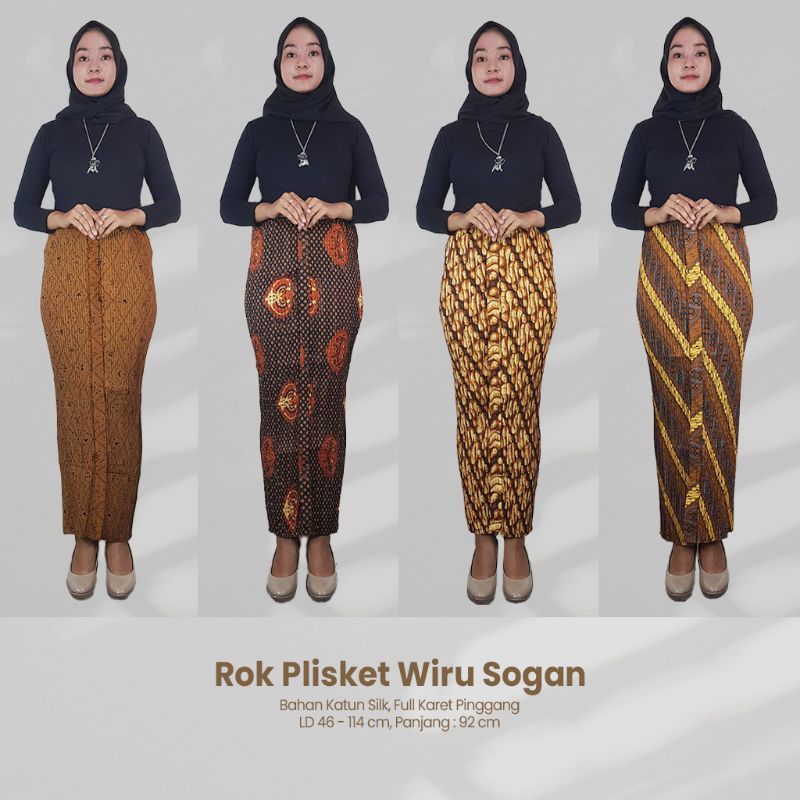 Rok Plisket Batik Wiru Sogan Motif Pakem Fit to XL