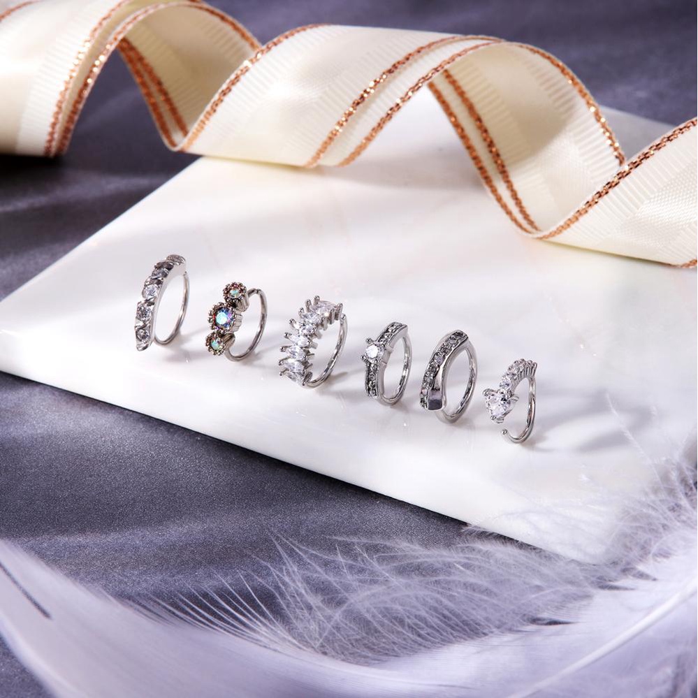 1pc Anting Tindik Hidung Bentuk C Desain Bunga Butterfly Bahan Tembaga