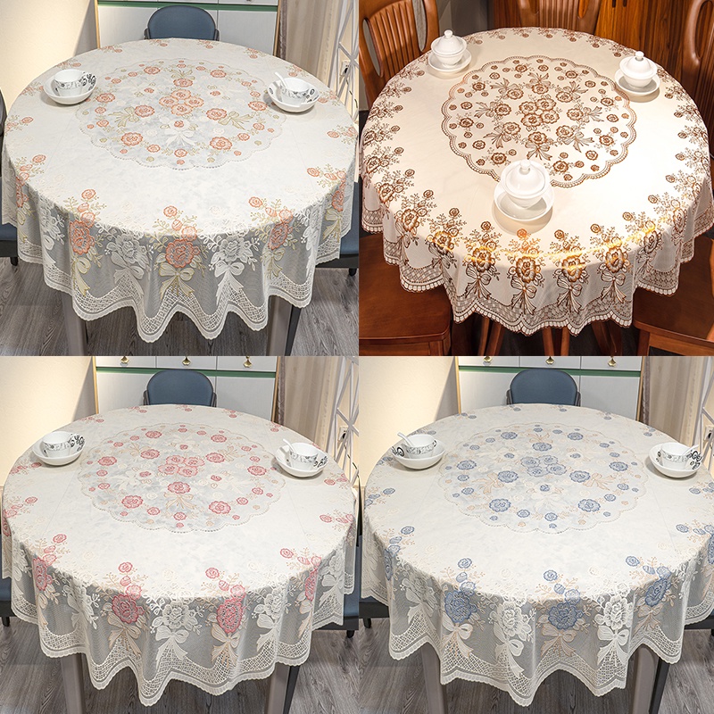 Taplak Meja / Taplak Alas Meja Makan Bundar Meja Makan Bulat Bulet Ruang Tamu Anti Air Alas PVC / Round Tablecloths 150x150cm/180x180cm