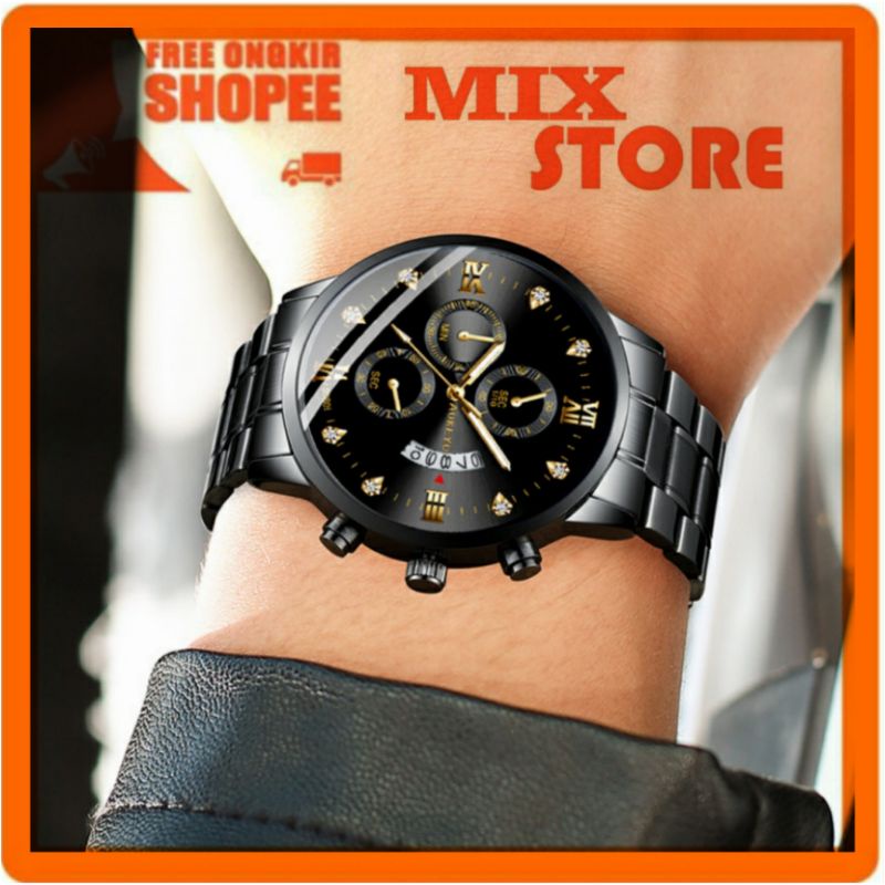 Jam Tangan Pria Rantai Hitam Jam Tangan Cowok Rantai Hitam