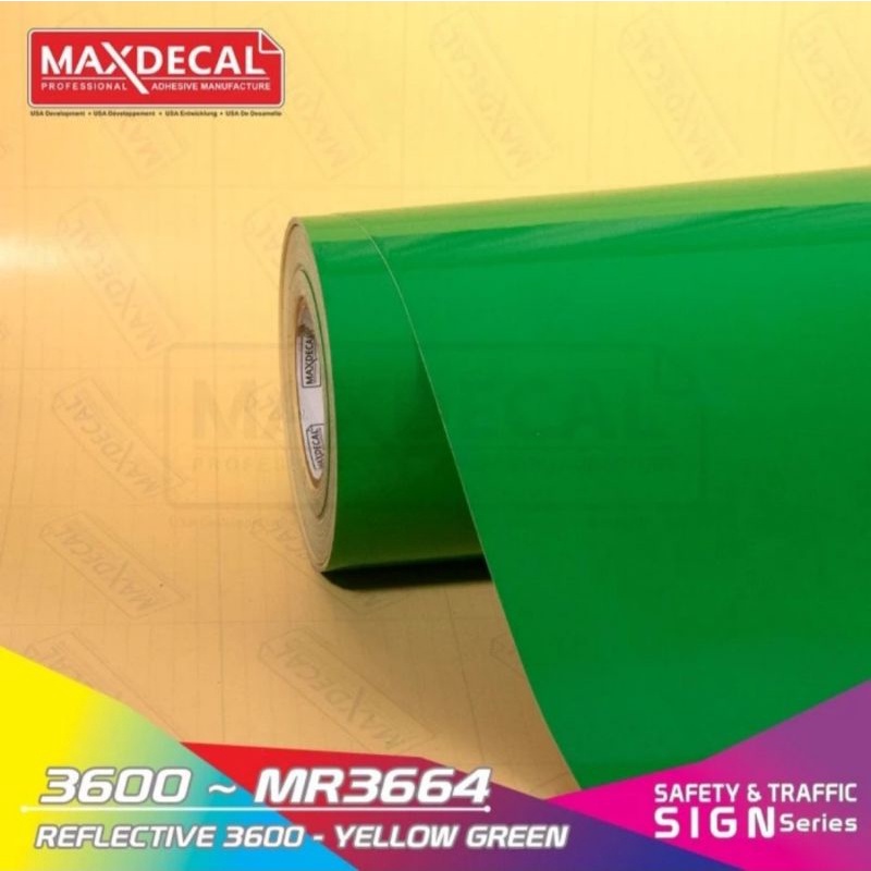 STICKER MAXDECAL REFLECTIVE YELLOW GREEN 3600 MR3664 Meteran