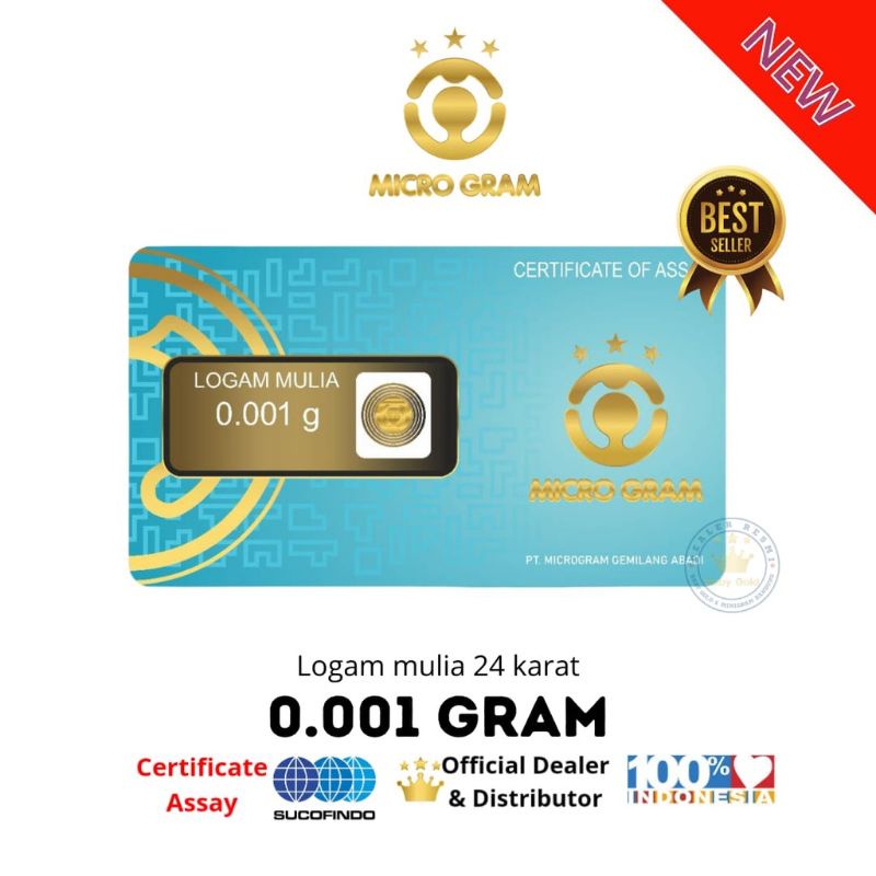 Logam Mulia 24karat 0.001 gram / Emas Mini / Micro gram / Logam Mulia 24 Karat Jaminan Asli Original