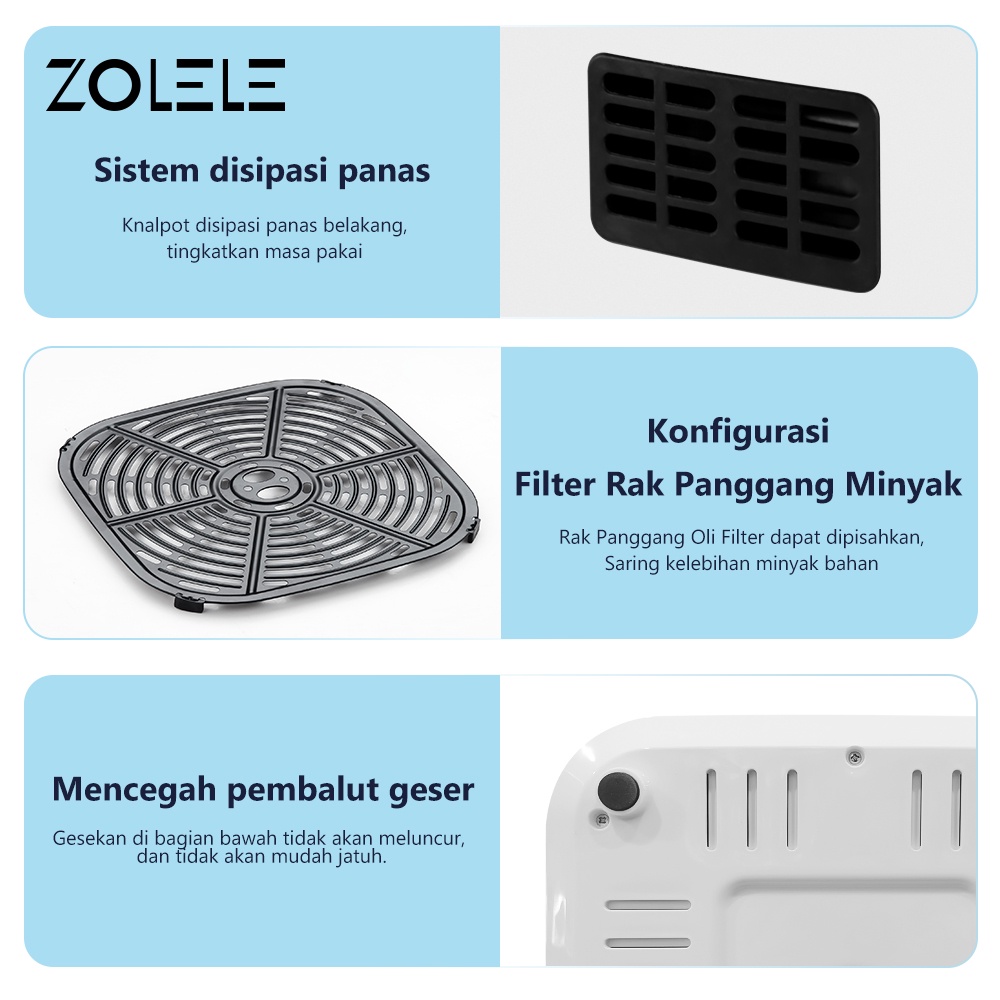 ZOLELE Air Fryer Low Watt 5.5 L Mesin Elektrik Penggorengan Tanpa Minyak Penggoreng LCD Touch Control Digital Magic Airfryer Panci Alat Penggoreng Listrik Airfryer Magic Fryer Digital Low Watt Steam Anti Lengket ZA003