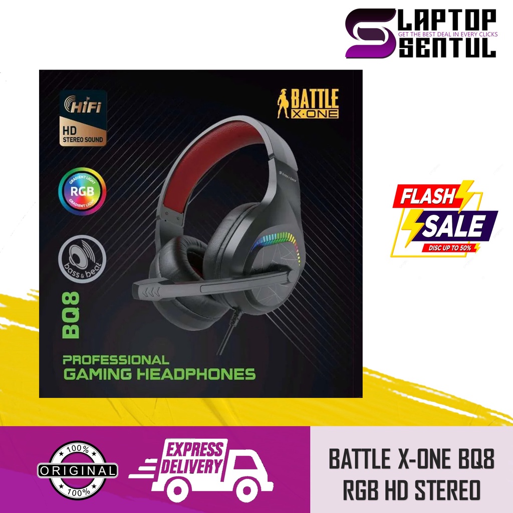 BATTLE X-ONE BQ8 RGB HD STEREO SOUND PROFESIONAL GAMING HEADPHONES