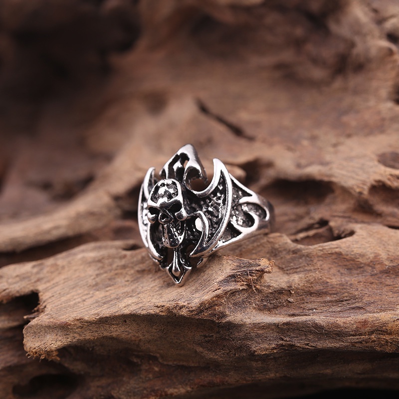 Cincin Desain Tengkorak Gaya punk Eropa Amerika Untuk Pria