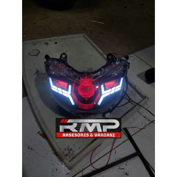 HEADLAMP NMAX CUSTUME  LAMPU DEPAN NMAX OLD CUSTUME LAZY EYE BILLED PROJIE