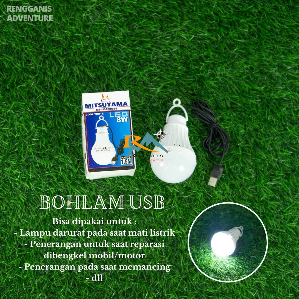 Lampu Bohlam USB LED 8 WATT Mitsuyama Penerangan Camping Outdoor Emergency