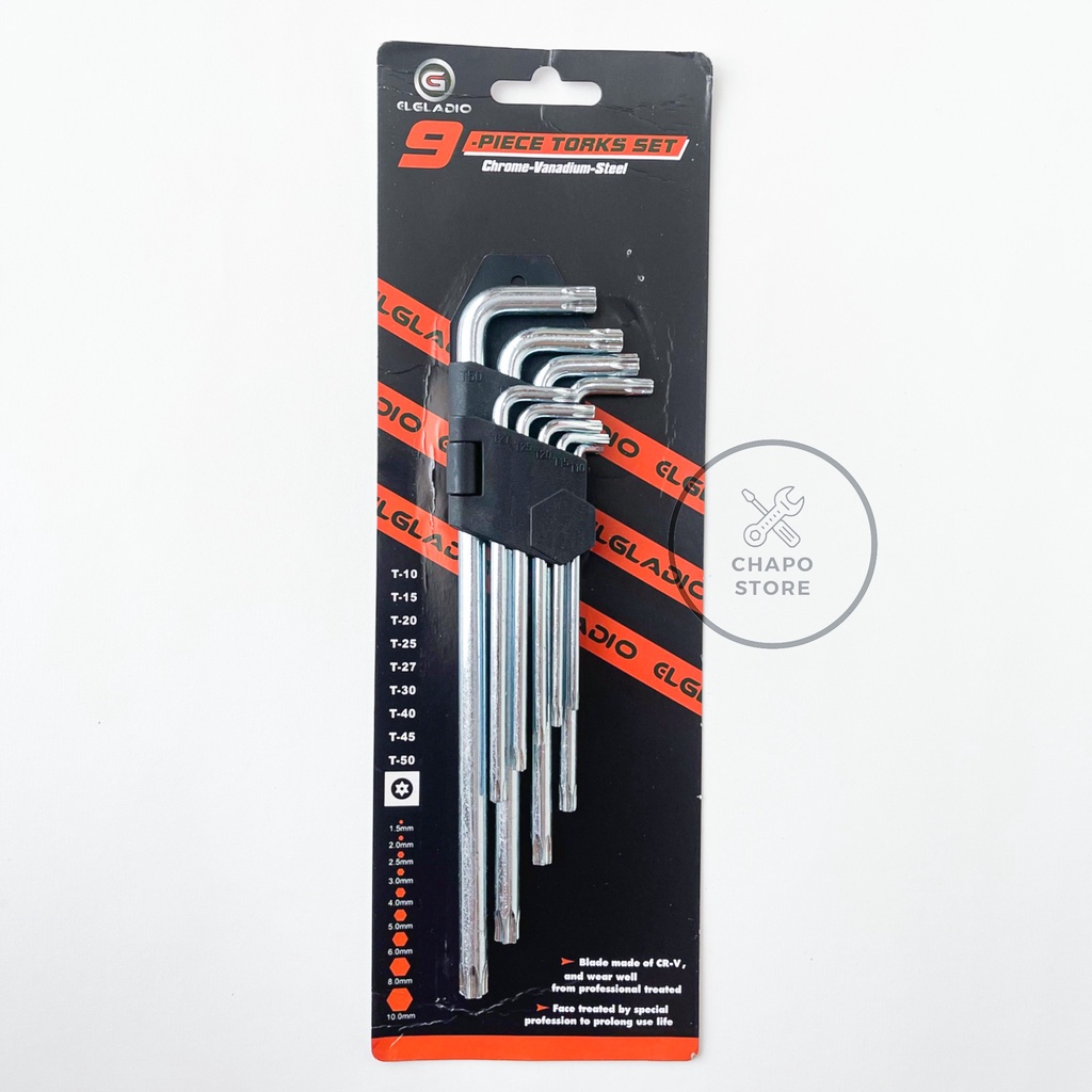 Elgladio kunci l set panjang 9pcs kunci l set panjang hex torx ballpoint hex key wrench set 9pcs torx key wrench set 9pcs ballpoint key wrench set 9pcs