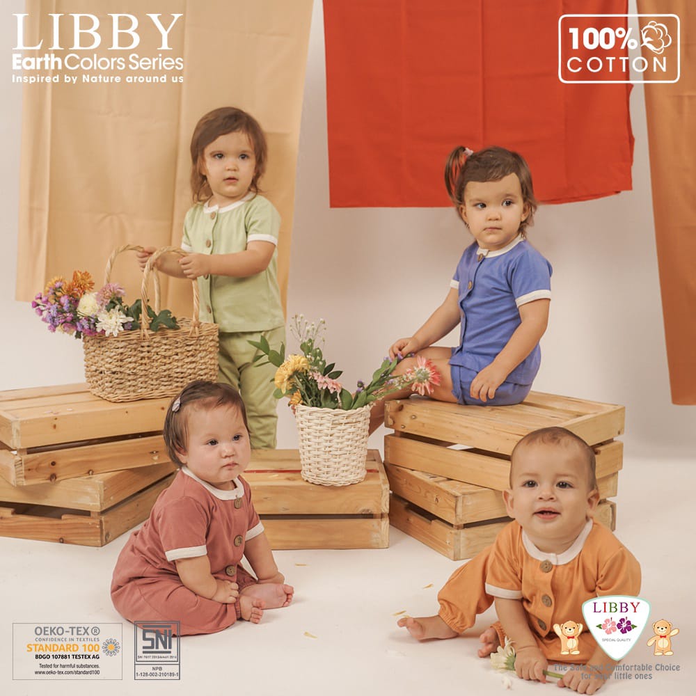Libby Earth Rocco Set Baju Pendek Celana Pendek Anak Newborn 0-12 Bulan Arevyonlineshop