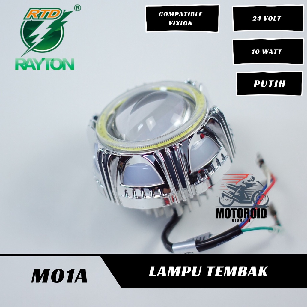 Lampu Projie RTD HI/LOW AE LED RAYTON M01A-H4 RING PROJECTOR H4 KAKI VIXION UNIVERSAL