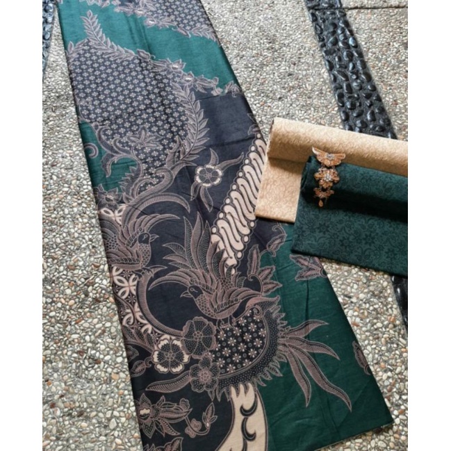 Kain Batik  Hijau Murah Jarik Kebaya Kode 1220 Couple Katun Printing Sogan Lawasan Seragam Bridesmai