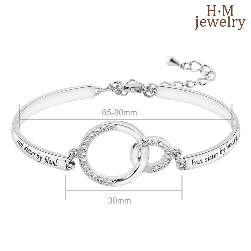 Gelang Tangan Sterling Silver 925 Motif Print Tulisan Simple Untuk Wanita 2022