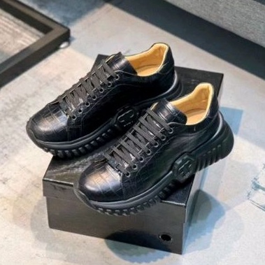 sepatu sneaker philipp plein cowok sepatu wedges pria pp mirror vip p1shoes hitam