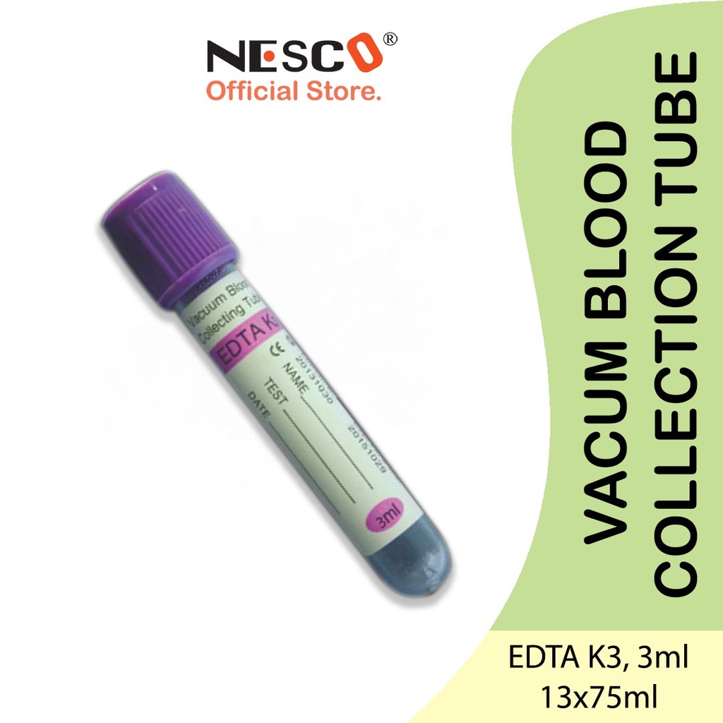 Vacuum blood collection tube - TABUNG DARAH , EDTA K3, 3ml, 13x75mm, TYK11, 100pcs/pack