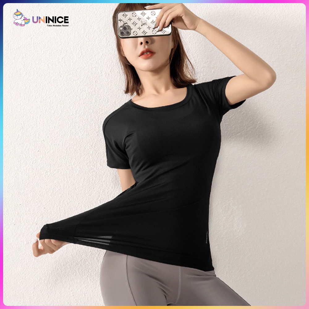 UNINICE Kaos T-Shirt Wanita Lengan Pendek Untuk Gym&amp;Lari&amp;Yoga DX054