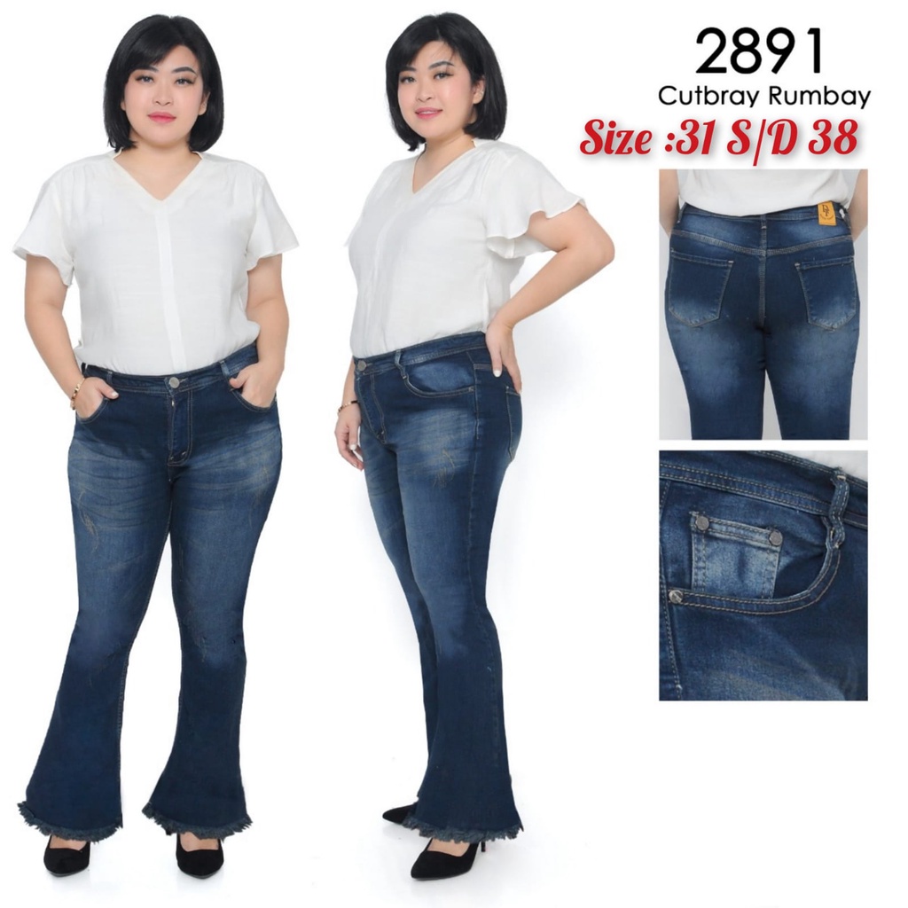 Celana Panjang Jeans Wanita Cutbray Rawis 31-34 35-38 Bisa Bayar Ditempat(COD)