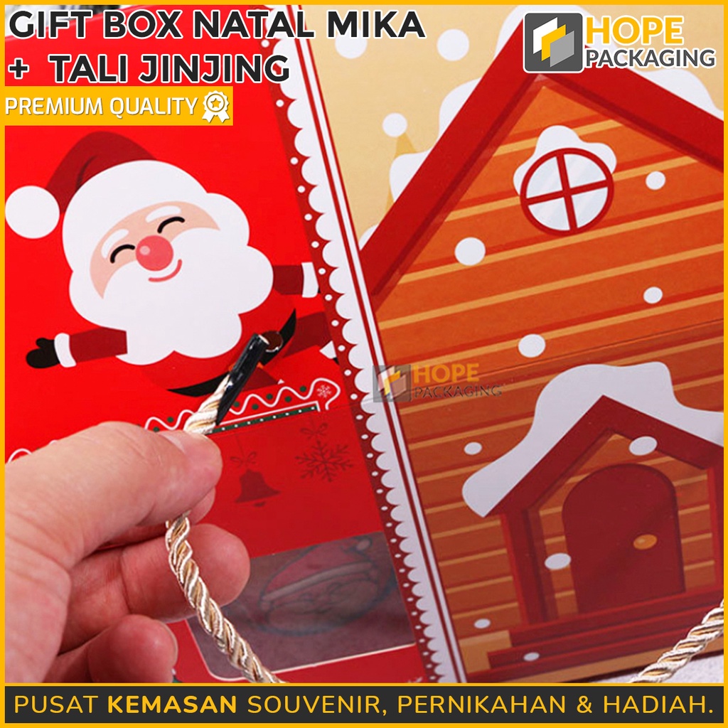 Gable Box / box gift natal / Gift box natal + Tali Jinjing / Rumah Size : 26.5x 9x 21.5 cm