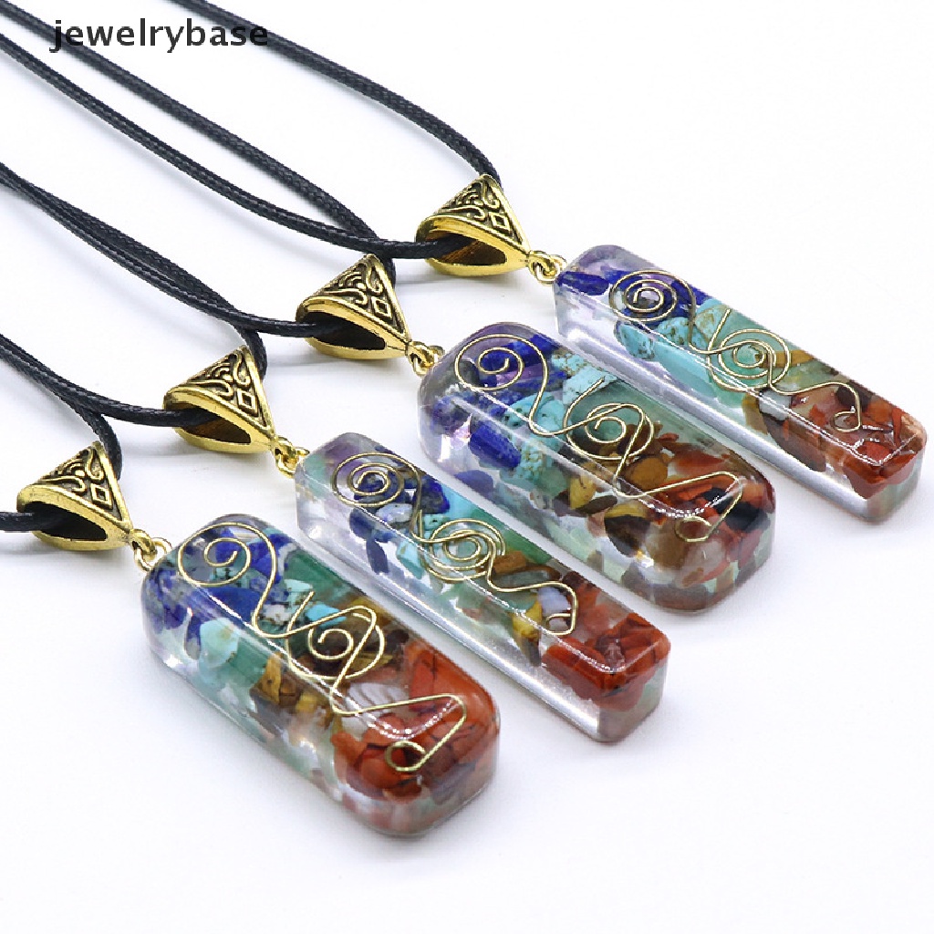 Kalung Rantai Liontin Batu Kristal Orgonit Energi Orgonite Hex Piramida 7 Chakra Untuk Pria