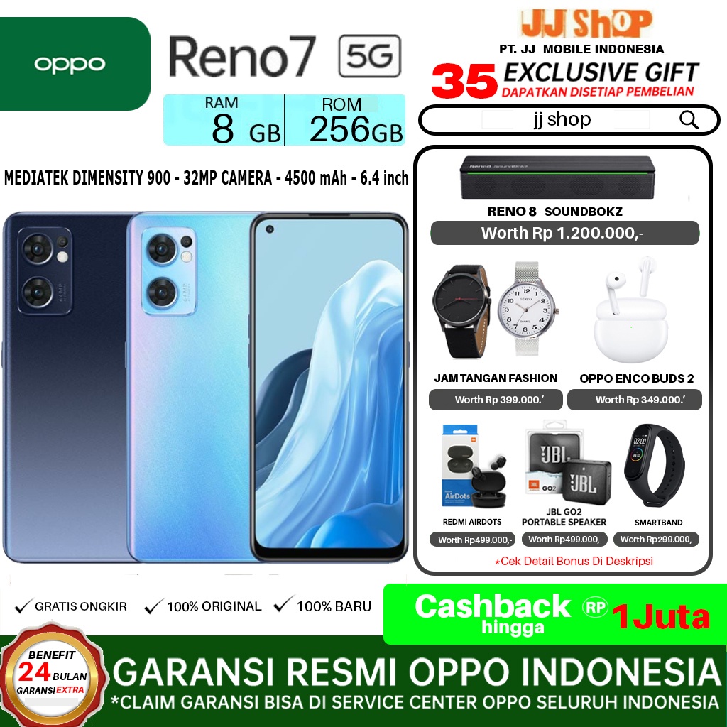 OPPO RENO 7z 5G  &amp; RENO 7 5G 8/128 8/256 GB RAM 8GB ROM 256GB 128GB GARANSI RESMI