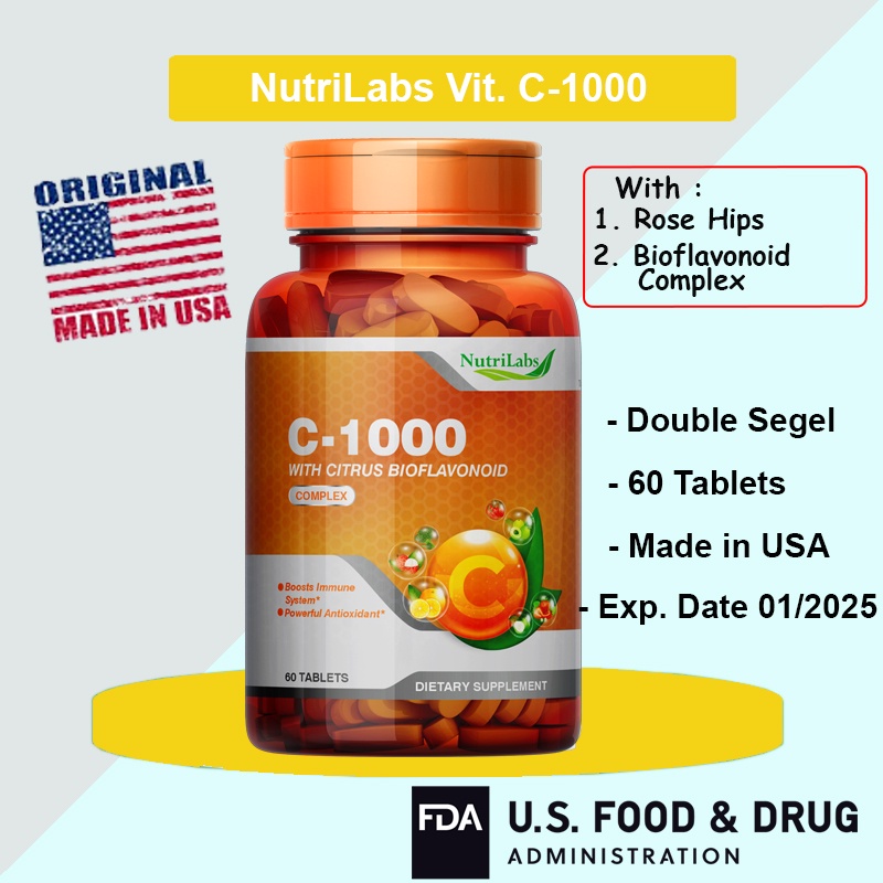 NutriLabs Vitamin C-500 C-1000 MG with Rose Hips &amp; Bioflavonoid Complex Not Puritan Kirkland NOW