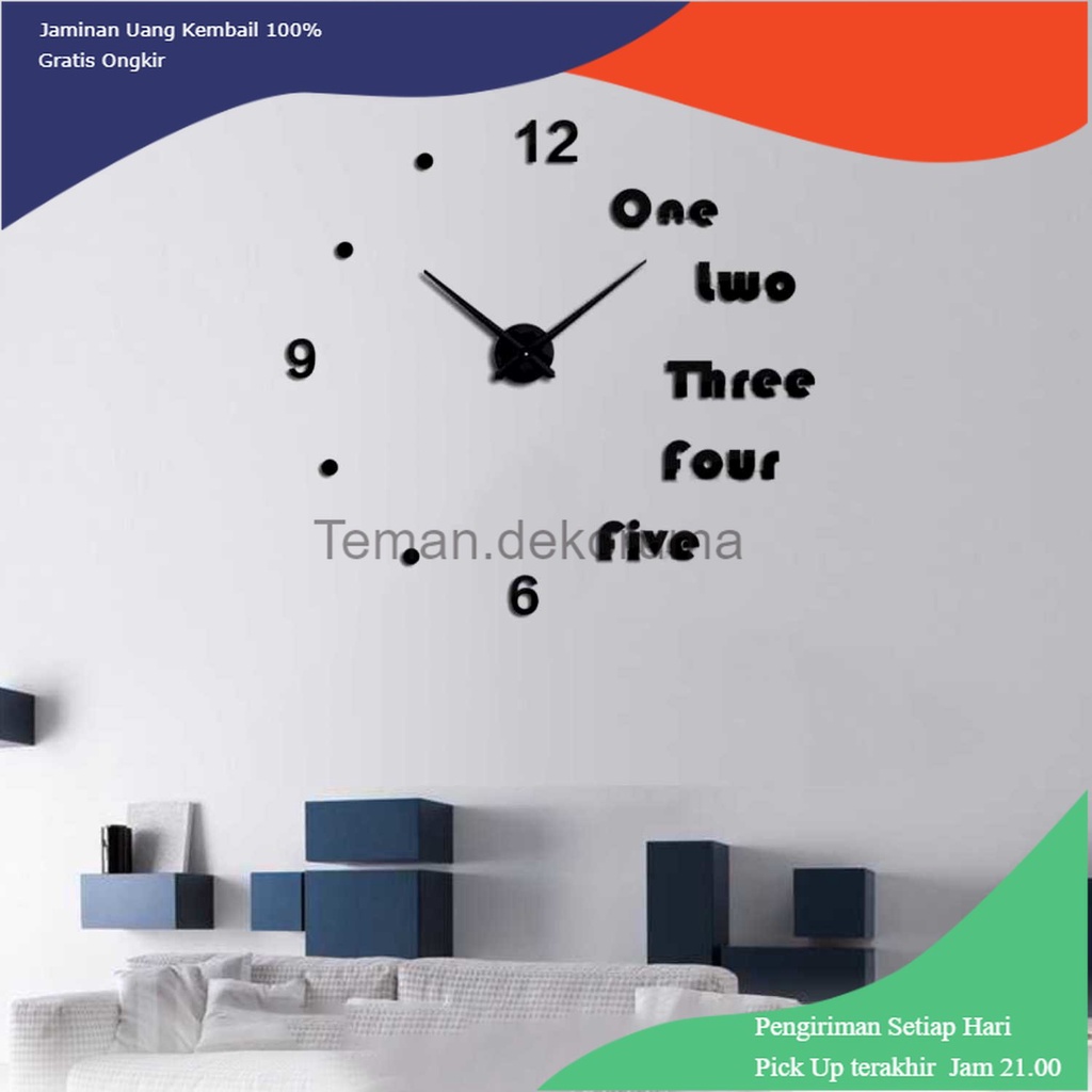 TD - PR Taffware Jam Dinding Besar DIY Giant Clock Underline dan Angka - JM-09