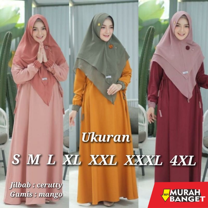 model gamis kombinasi polos terbaru 2022 ZAILA SYARI PLUS KHIMAR CERUTTY GAMIS UKURAN S M L XL XXL X