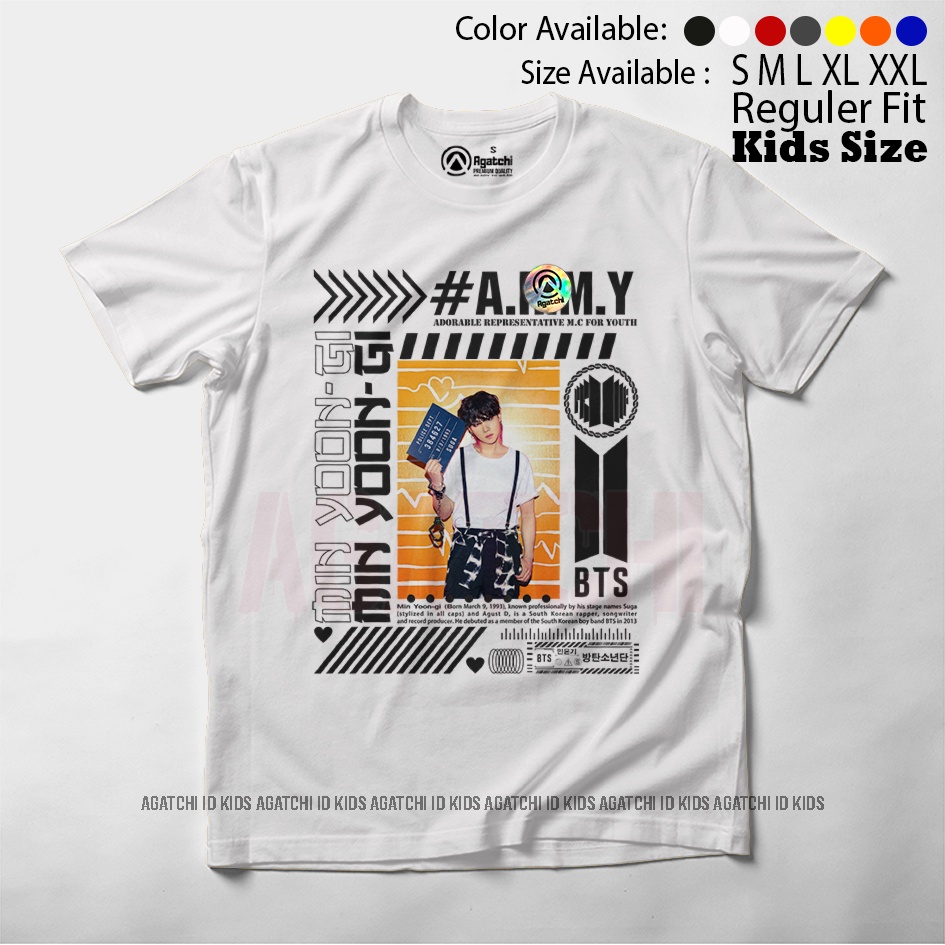 Baju Kaos Atasan Anak Perempuan Motif BTS Min Yoon - Gi / Suga