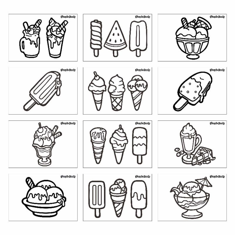 

Kertas Gambar Mewarnai Untuk Anak (12 Lembar) Tema "Es Krim