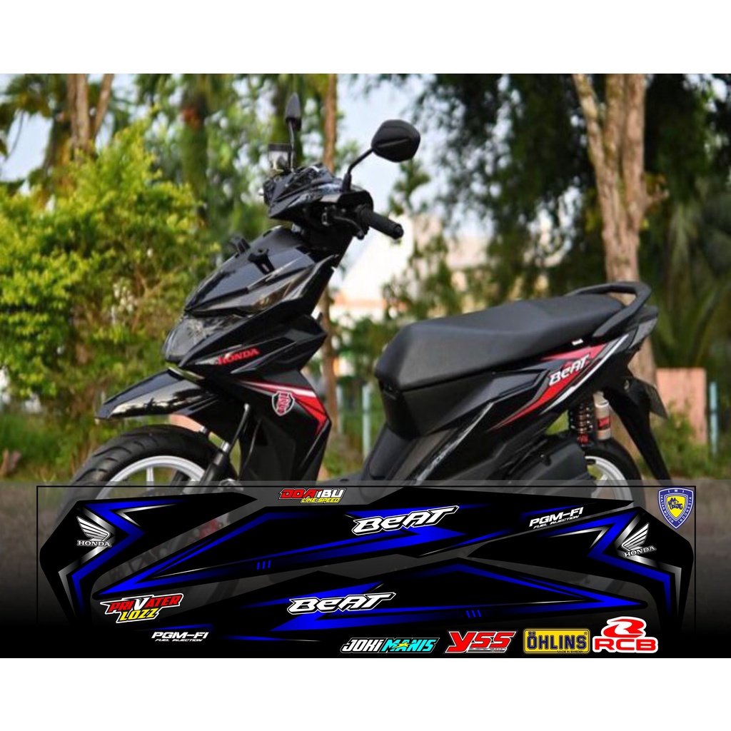 COD / VARIASI STRIPING STICKER HONDA BEAT ESP/NEW STIKER VARIASI MOTIF STYLE LIST RACING HITAM BIRU 