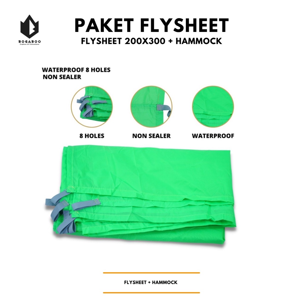 COD  Flysheet Bogaboo Waterproof Size 2X3 Meter + HAMMOCK 250 X150 MeterAyunan Gantung