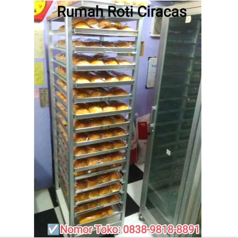 TROLY RAK LOYANG ROTI TROLLEY BAKERY SUSUN 15 SLOT PAN RAK MURAH