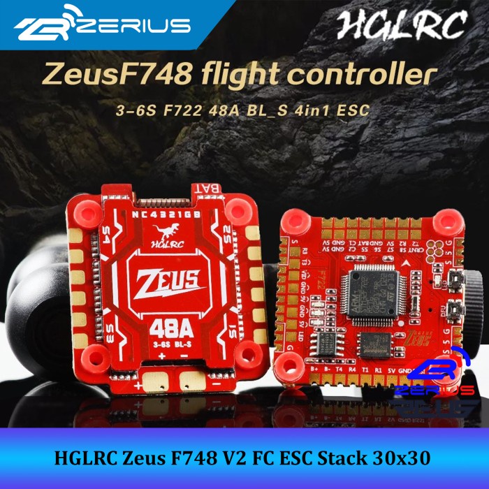 HGLRC Zeus F748 V2 FC ESC Stack 30x30 3-6S Flight Controller