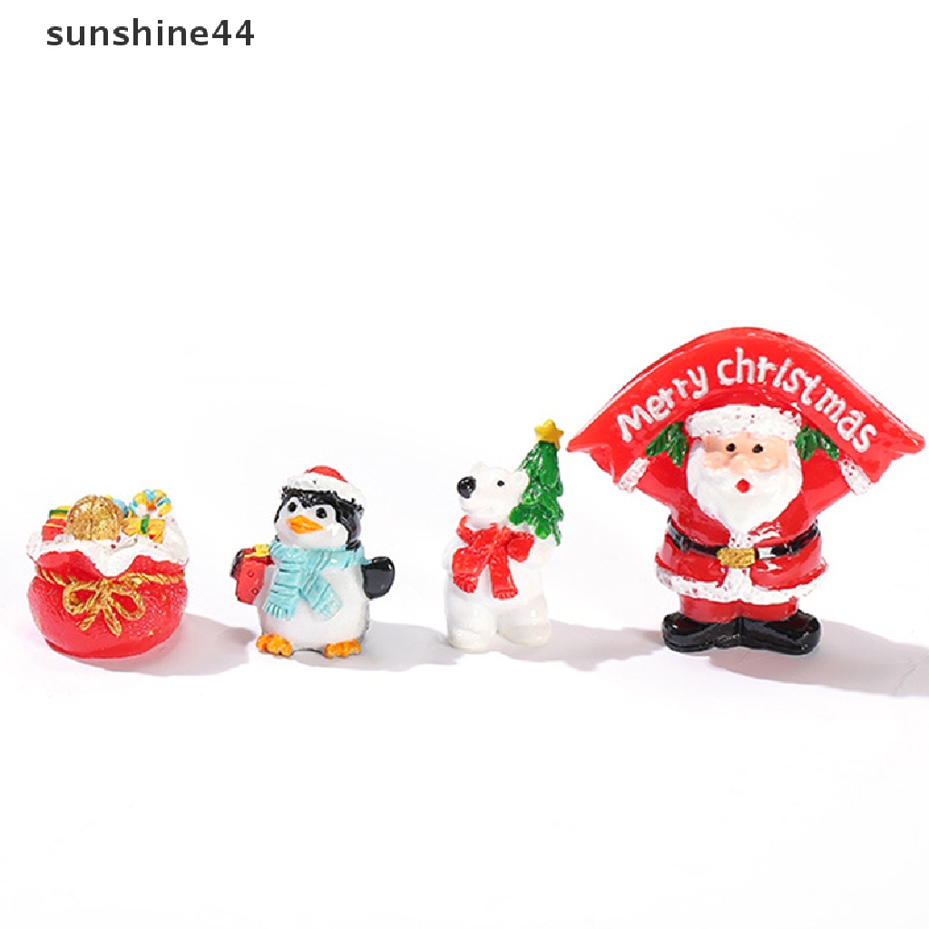 Sunshine 1Pc Ornamen Kartun Santa / Beruang / Penguin Bahan Resin Untuk Dekorasi Lansekap Mikro