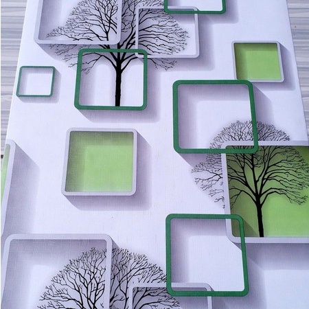 Wallpaper Sticker 3D Kotak Hijau 45cm x 1meter