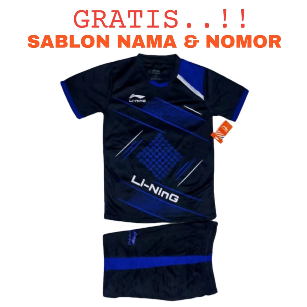 ( FREE SABLON NAMA &amp; NOMOR ) Baju olahraga anak laki/perempuan kaos badminton bulutangkis sepak bola futsal voli usia 5-13tahun