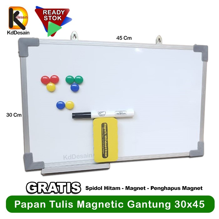 

Papan Tulis Whiteboard Magnetic Gantung 30X45 Spidol Hitam Mgnet Hapus [Populer]