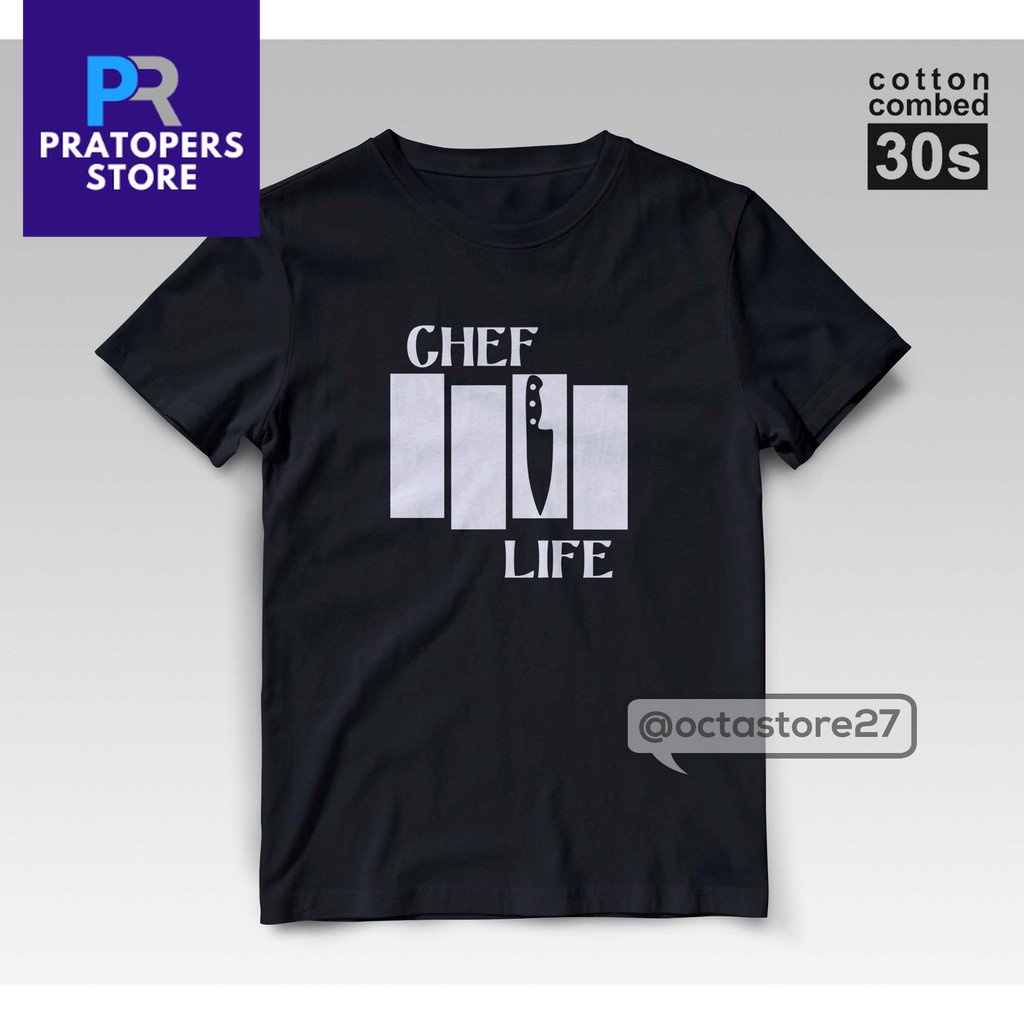 Kaos Tshirt Baju 30S Distro CHEF LIFE koki kaos pria wanita