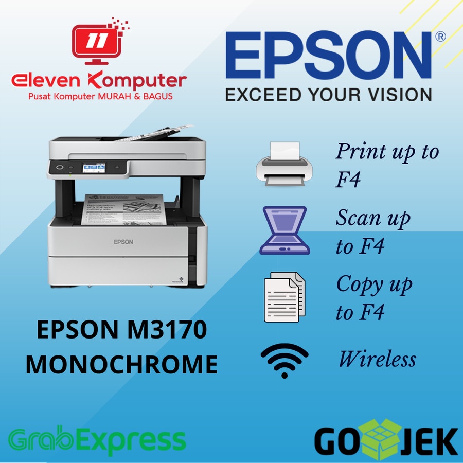 Printer Epson M3170 Monochrome All In One Wifi Duplex Ink Tank Printer
