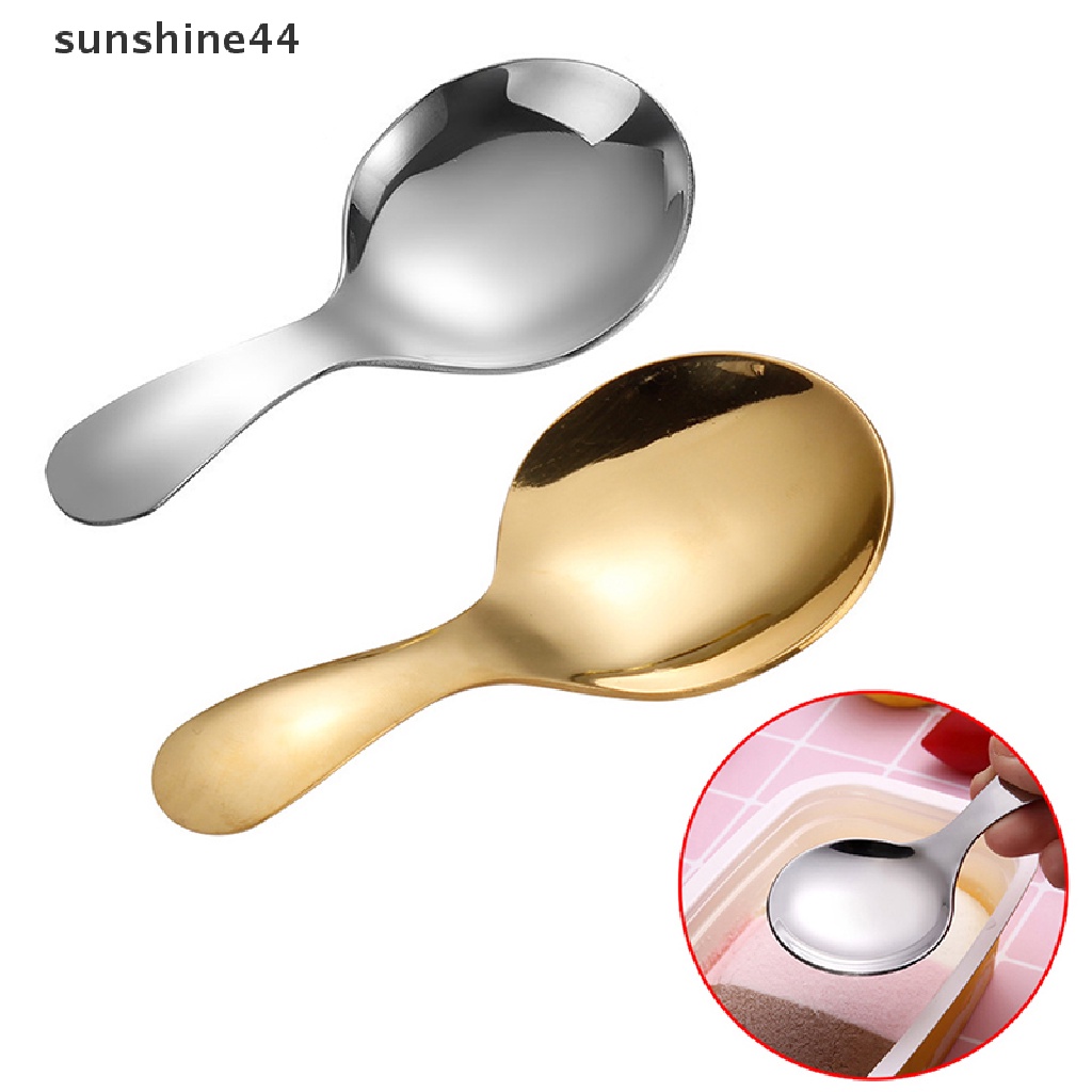 Sunshine Sendok Es Krim / Teh / Kopi Bahan Stainless Steel Dengan Gagang Pendek Untuk Anak