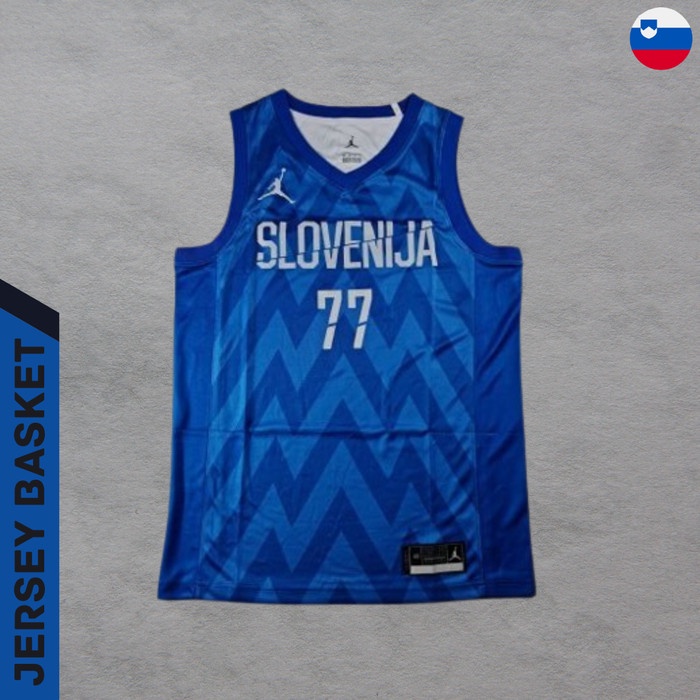 Baju Jersey Basket Swingman NBA Luka Doncic Slovenia Euro2022Heatpress - SLOVENIA BIRU HEATPRESS #77